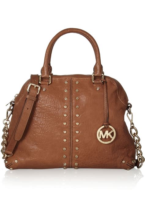 michael kors brown studded bag|Michael Kors bradshaw shoulder bag.